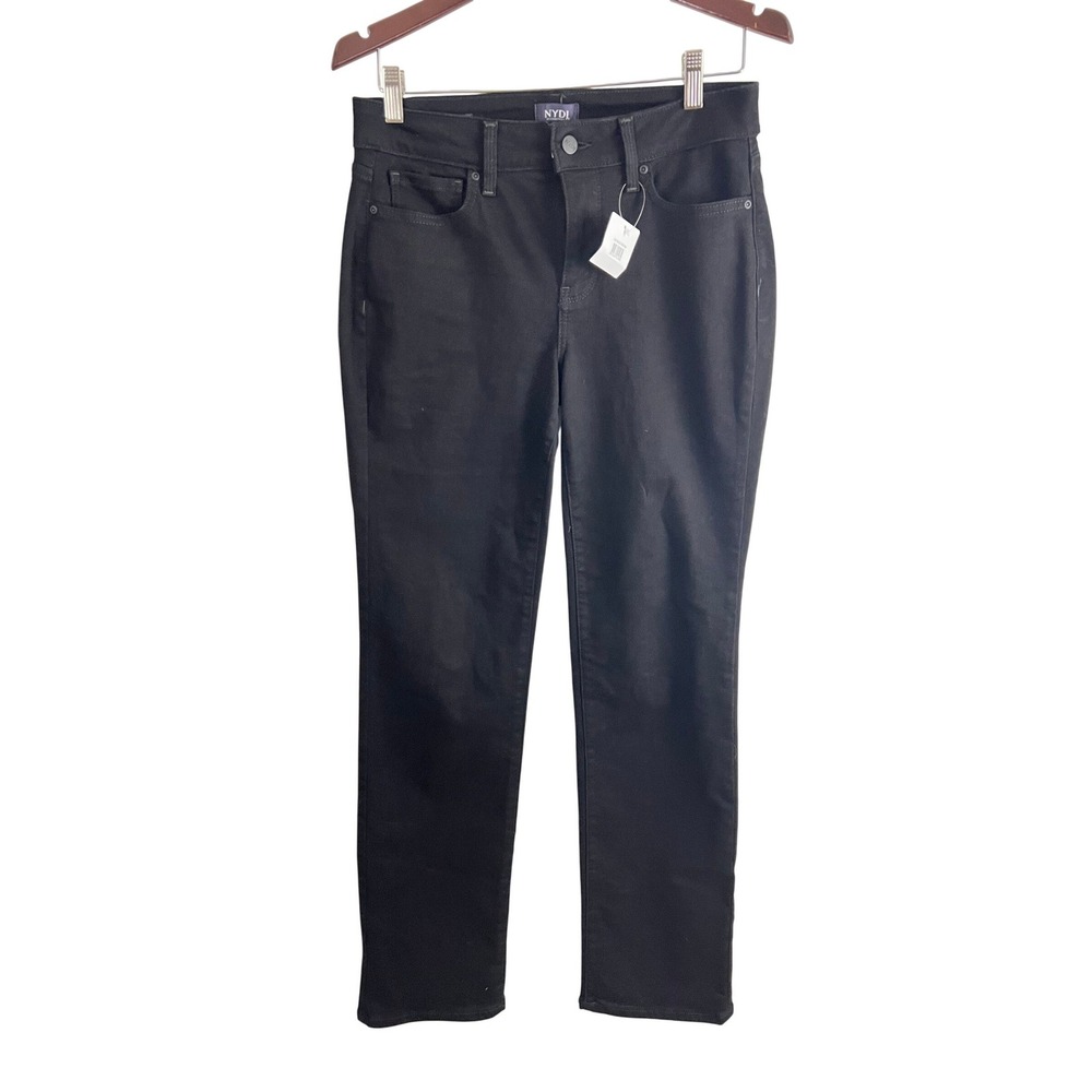 NYDJ Marilyn Straight Jeans Women 6 Black Lift Tuck Technology